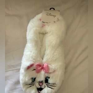 Disney Fluffy White and Pink Marie Sock Slippers